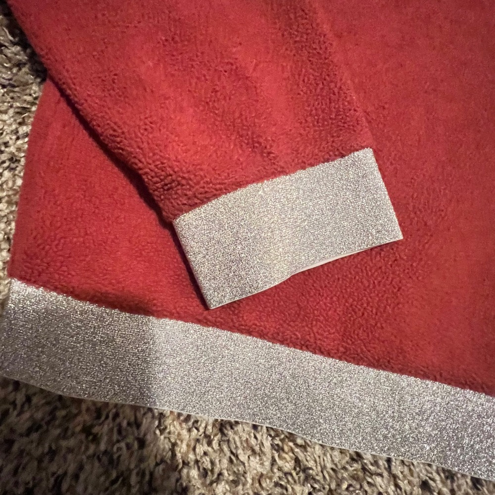 Nike Womens Fleece Crewneck Sweatshirt Red Silver Glitter Trim Small RN56323 - Picture 2 of 7